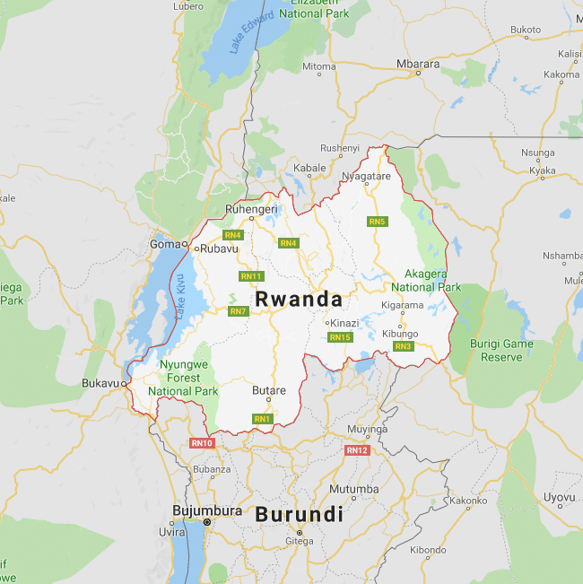 A map displaying Rwanda's location.
