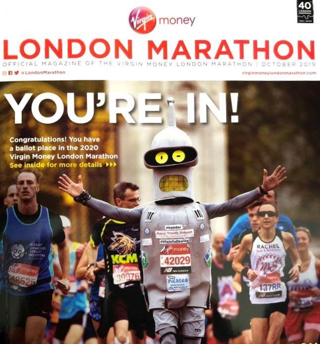 London marathon magazine cover featuring the exciting headlines 