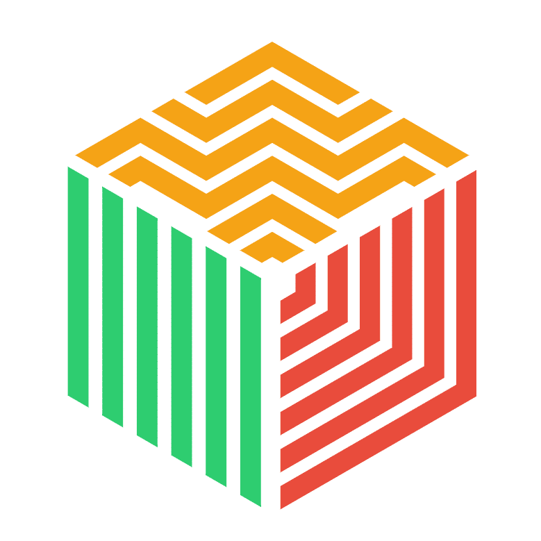 A cube with a zig zag pattern showcased under the spotlight in an annual report.