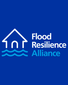 A blue background with the Flood Resilience Programme logo.