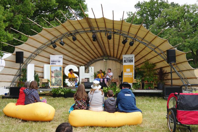 Practical Action on the Lush stage at Bluedot 2022 talking about farming