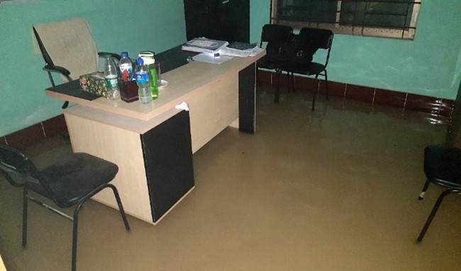 Practical Action's project office, flooded after flash flooding in Bangladesh