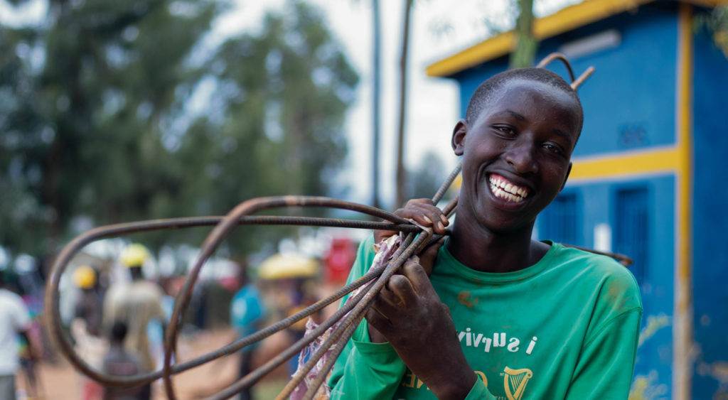 A young man, wire in hand