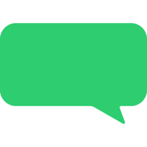 A green speech bubble depicting stories of change on a white background.