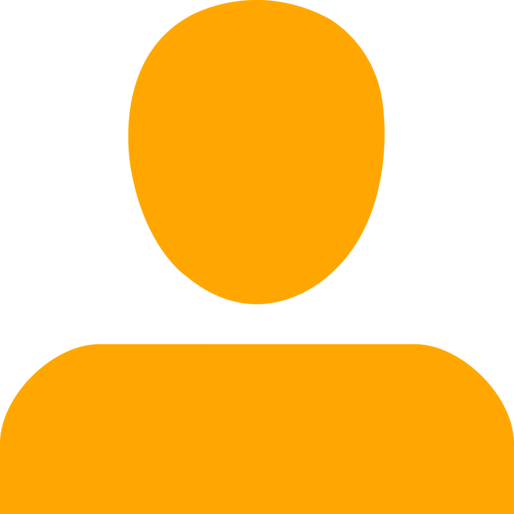 An orange person icon portraying stories of change on a white background.