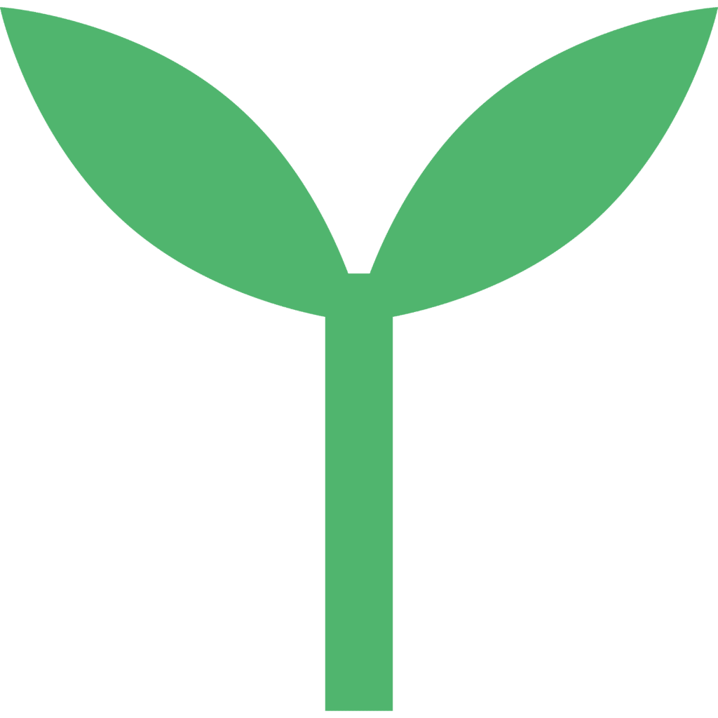 A plant logo on a white background representing stories of change.