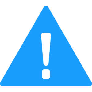 A blue triangle with an exclamation mark on it.