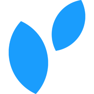 Two blue leaves on a green background.