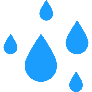 Four blue raindrops on a green background.