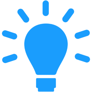 A blue light bulb icon on a green background.