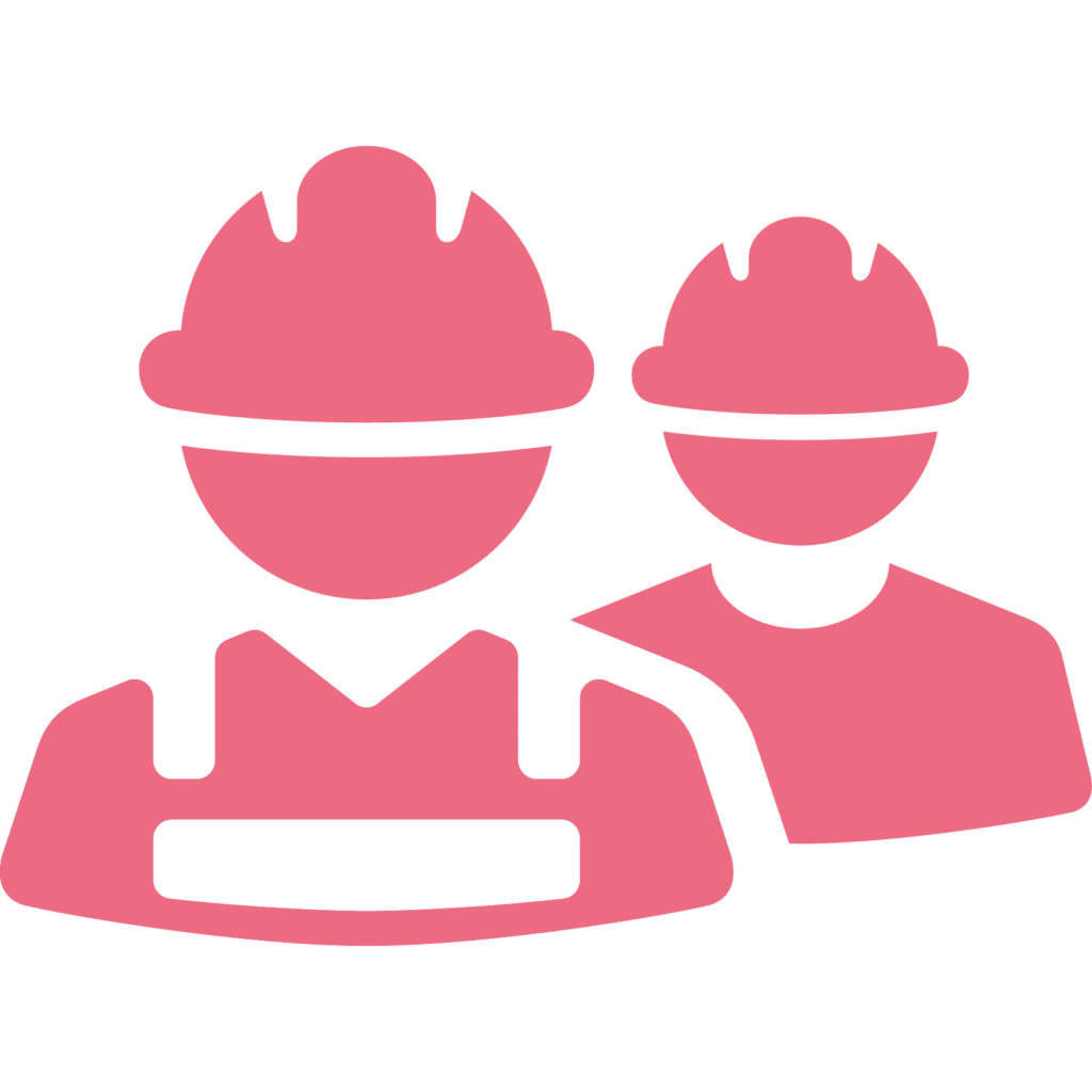 Two construction workers in pink hard hats featured in Issue 80.