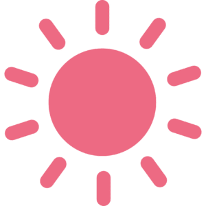 A pink sun icon representing Practical Action in Zimbabwe on a white background.