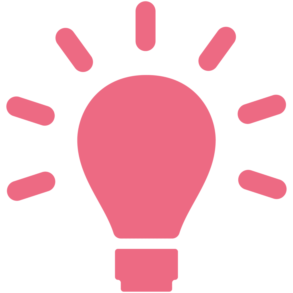 A pink light bulb icon representing Practical Action in Peru on a white background.