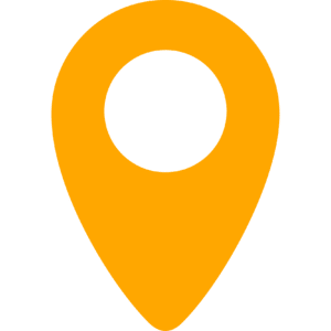 A yellow location marker icon on a green background.