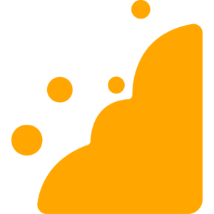 An orange cloud with bubbles coming out of it.