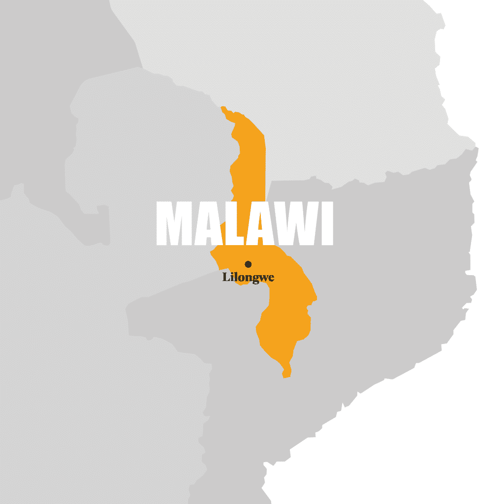 A map displaying the location of Malawi with Practical Action involvement.