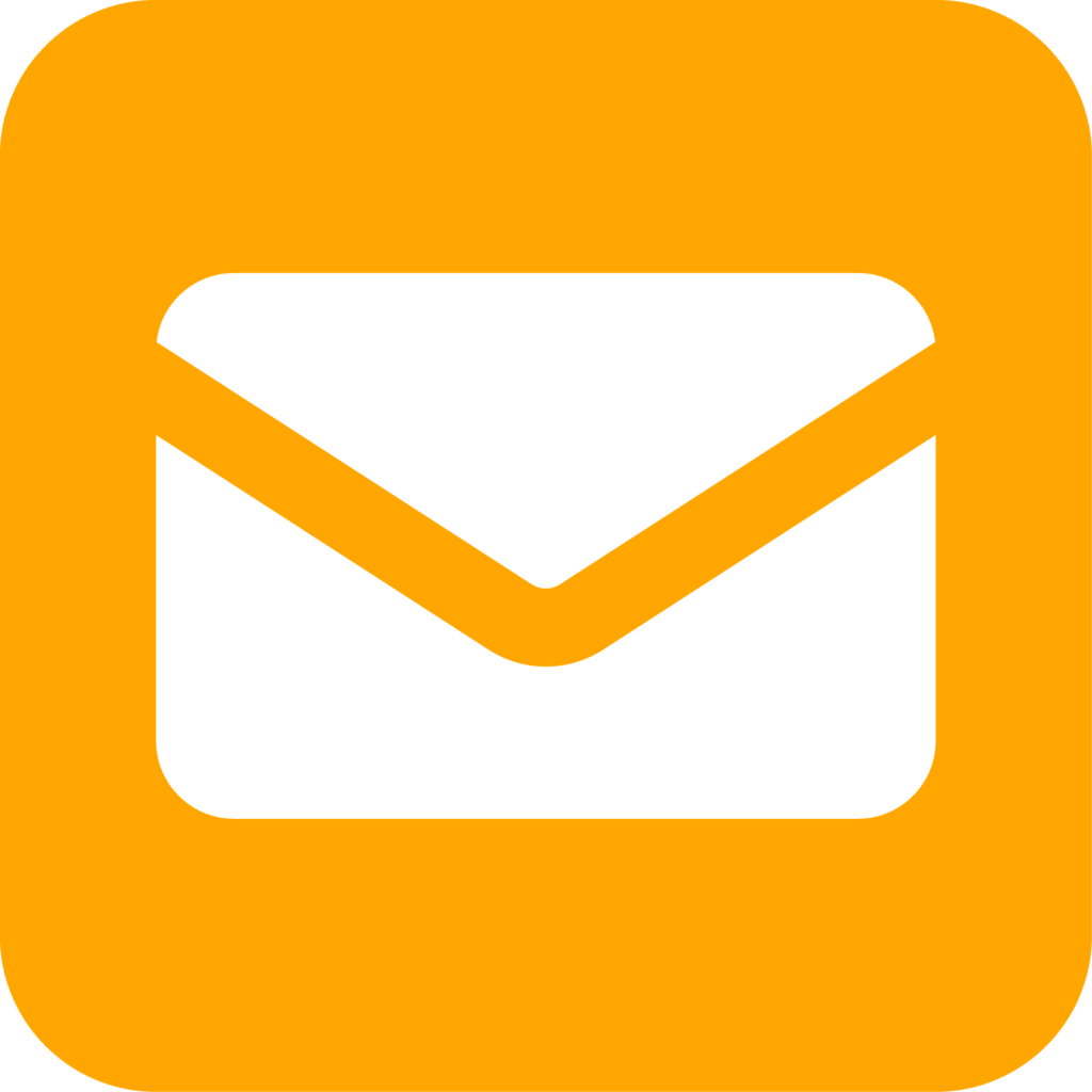 An email icon on an orange square for a complaints procedure.