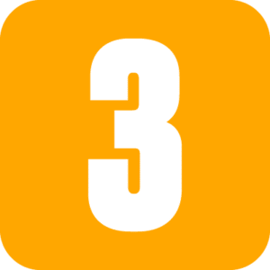 An orange square depicting the number 3 as part of field visit itineraries.