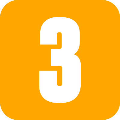 An orange square depicting the number 3 as part of field visit itineraries.