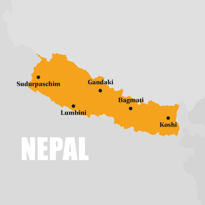 A map showcasing the practical action locations in Nepal.