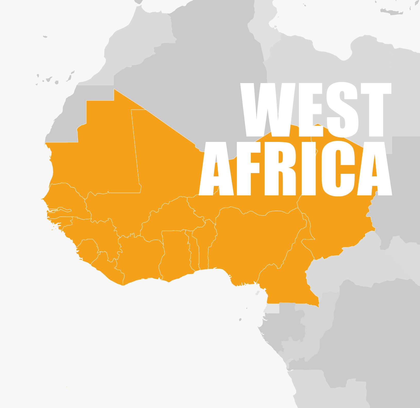 A map of West Africa featuring the region and the name "West Africa.