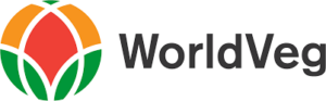 Logo of worldveg featuring a stylized green and red plant in a globe shape with the text "worldveg" next to it.