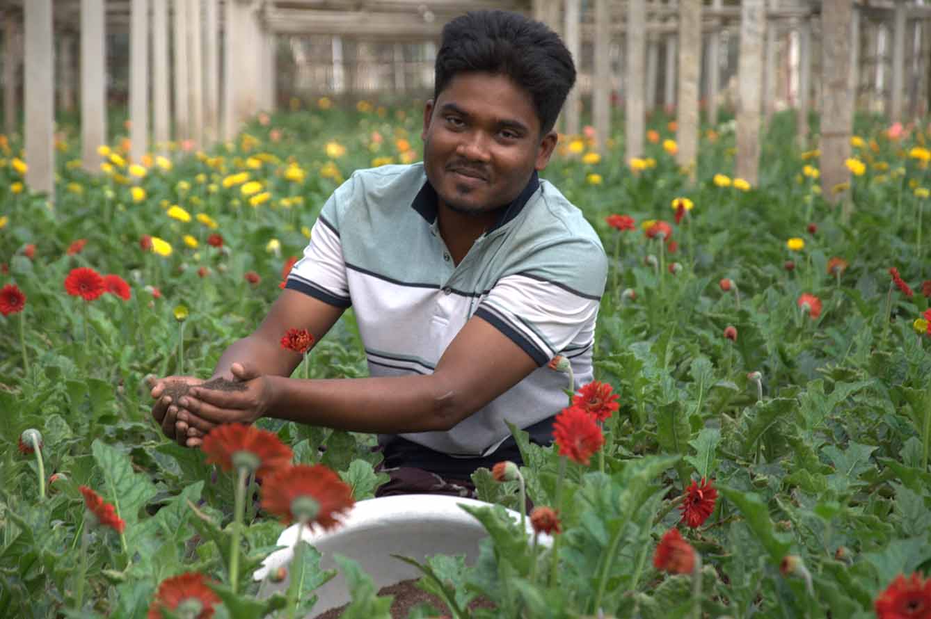 Liakat with flower crops